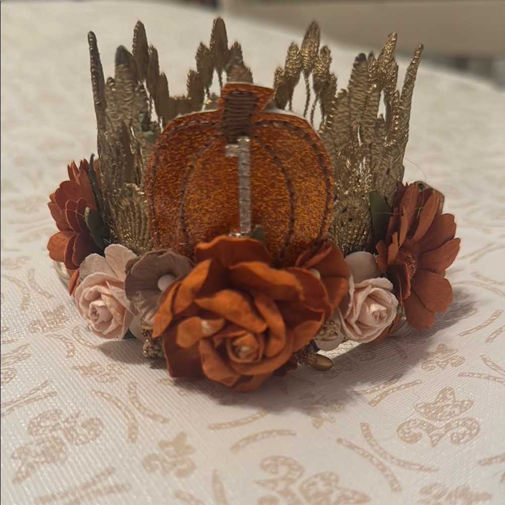 Gold and Orange Pumpkin Crown first birthday